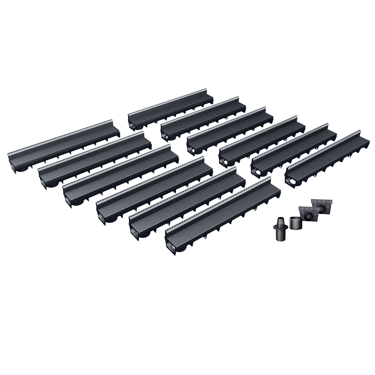 Pack de Caniveau MEAPARK Grille à Fente en PP + profil E-blade T en inox A15