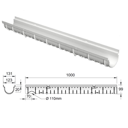 Pack de Caniveau décoratif DECOSTONE avec tôle perforée en acier galvanisé