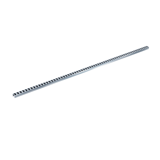 Profil inox 304 Eblade L pour caniveau MEAPARK en plastique recyclé avec fente en polypropylène - Classe de charge A15 - Norme PMR - Facile à poser. Adapté pour terrasse, jardin, entrée de bâtiment et piscine.