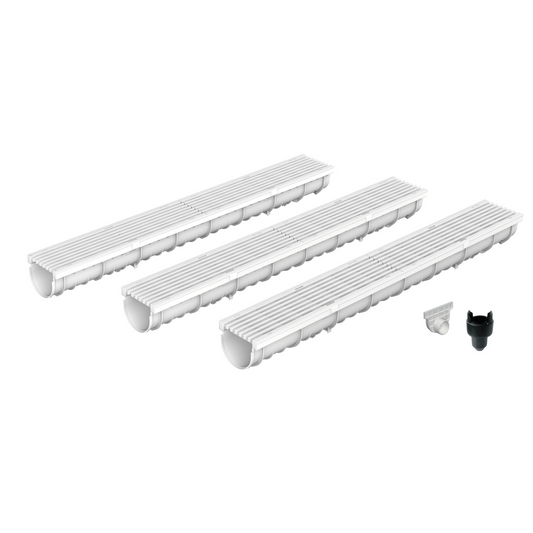 Pack de Caniveau DECOLINE – grille en plastique recyclé gris A15 – larg. 10cm