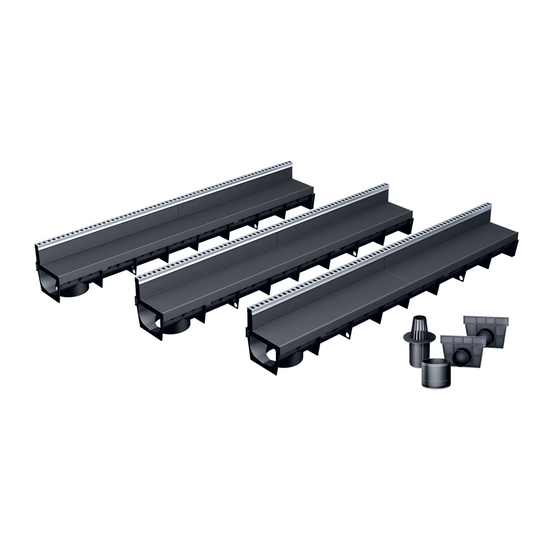 Pack de Caniveau MEAPARK Grille à Fente en PP + profil E-blade L en inox A15