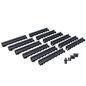 Pack de 12 caniveaux MEAPARK en plastique recyclé avec fente en polypropylène et profil inox 304 Eblade R - Classe de charge A15 - Norme PMR - Facile à poser. Vendu avec kit d'accessoires complet.