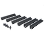 Pack de 6 caniveaux MEAPARK en plastique recyclé avec fente en polypropylène et profil inox 304 Eblade R - Classe de charge A15 - Norme PMR - Facile à poser. Vendu avec kit d'accessoires complet.