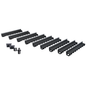 Pack de 9 caniveaux MEAPARK en plastique recyclé avec fente en polypropylène et profil inox 304 Eblade R - Classe de charge A15 - Norme PMR - Facile à poser. Vendu avec kit d'accessoires complet.