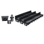 Pack de 3 caniveaux discrets MEAPARK en plastique recyclé avec fente TSC en polypropylène - Classe de charge A15 - Norme PMR - Facile à poser. Adapté pour terrasse, jardin, entrée de bâtiment et piscine.
