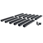 Pack de 12 caniveaux MEAPARK avec grille longitudinale noire en plastique recyclé - Classe de charge A15 - Norme PMR - Facile à poser. 