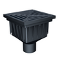 Avaloir de cour MEAPARK en plastique recyclé avec grille en fonte, résistant à une classe de charge B125 selon la norme EN 1433. Norme PMR, installation simple et rapide, adapté au passage de véhicule léger.