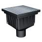 Avaloir de cour MEAPARK en plastique recyclé avec grille caillebotis maille 20/30 en acier galvanisé, résistant à une classe de charge B125 selon la norme EN 1433. Norme PMR, installation simple et rapide, adapté au passage de véhicule léger.