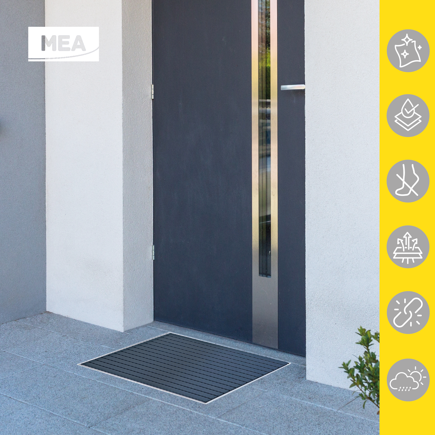Paillassons encastrables en SMC avec tapis caoutchouc – solutions robustes et esthétiques pour entrées propres, adaptées aux environnements à fort passage.