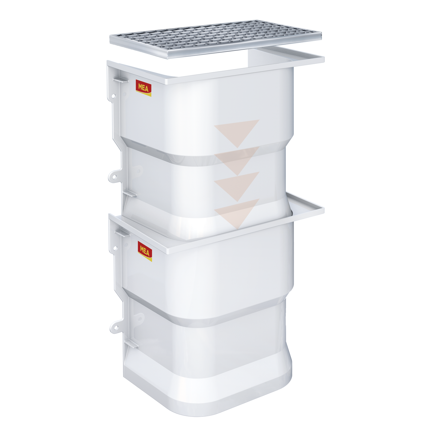 Courette d'aération MEA en SMC avec rehausse et grille caillebotis maille 30/10 en acier galvanisé - Une solution adaptée pour faciliter l'aération d'un vide sanitaire ou d'un sous sol.