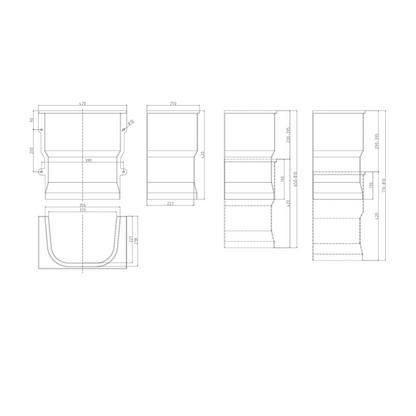 Dessin technique montrant le dimensionnement de la courette d'aération MEA en SMC.